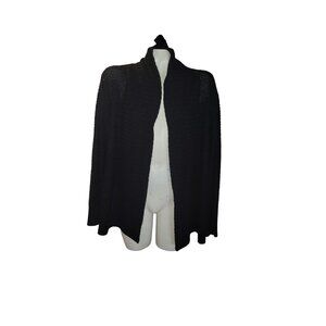 JASON MAXWELL Open Front‎ Black Cardigan Sweater Lightweight Knit Long Sleeve